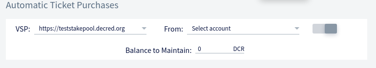 Automatic Purchase panel