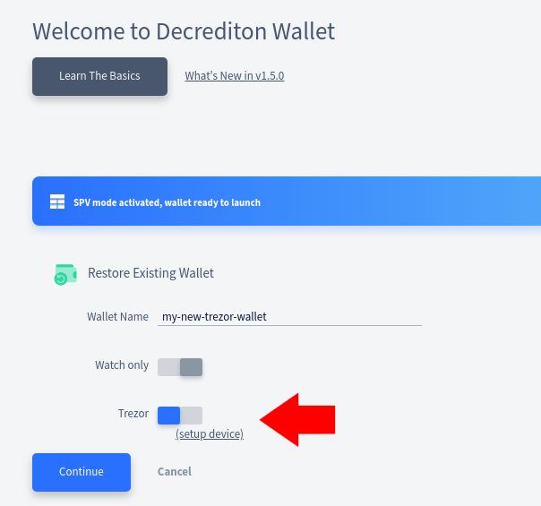 Switch to Trezor-backed wallet