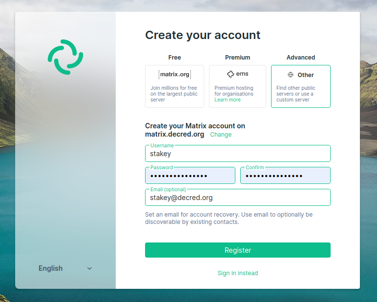 Create Account